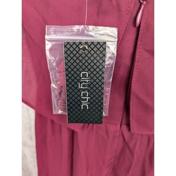 City Chic Dress Va Va Voom Off Shoulder Ruffle Red Garnet Size 14 / XS - Picture 5 of 5